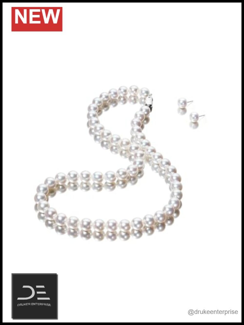 Genuine Freshwater Cultured Pearl Necklace & Earring Set Sterling Silver 18"